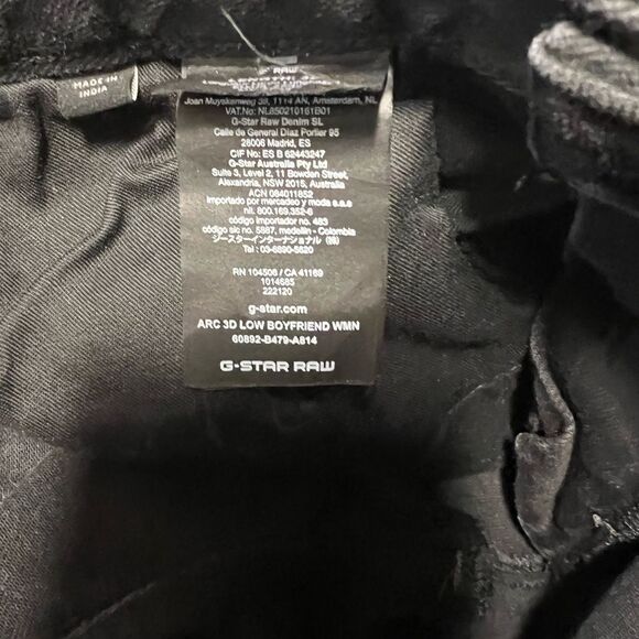 G Star Arc 3D Womens Black Jeans Low Boyfriend Sz 32 W - Picture 10 of 11